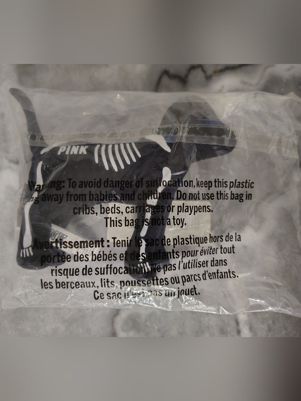 PINK Victoria's Secret Black Dog Skeleton - Picture 2 of 5